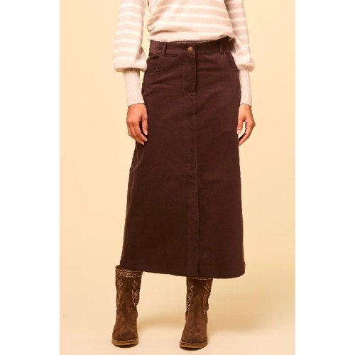 Mallory Stretch Corduroy Skirt | Chocolate