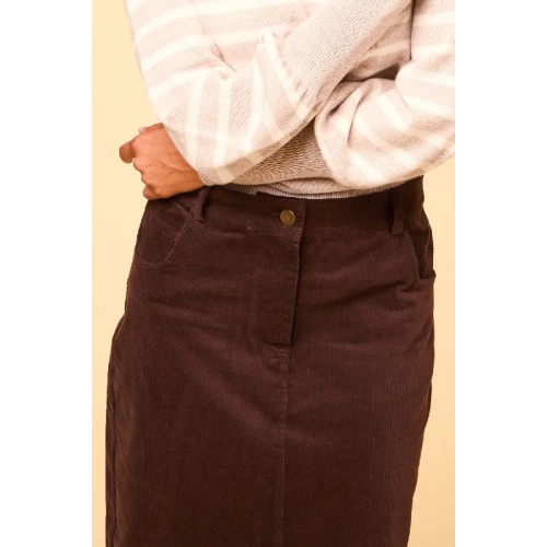 Mallory Stretch Corduroy Skirt | Chocolate