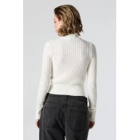 Ribbed Knit Zip-Up Sweater