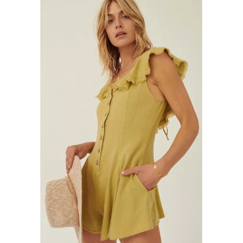 Walking on Sunshine Raw-Edge Flounce Romper