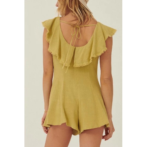 Walking on Sunshine Raw-Edge Flounce Romper