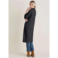 Button Detail Duster  - Black