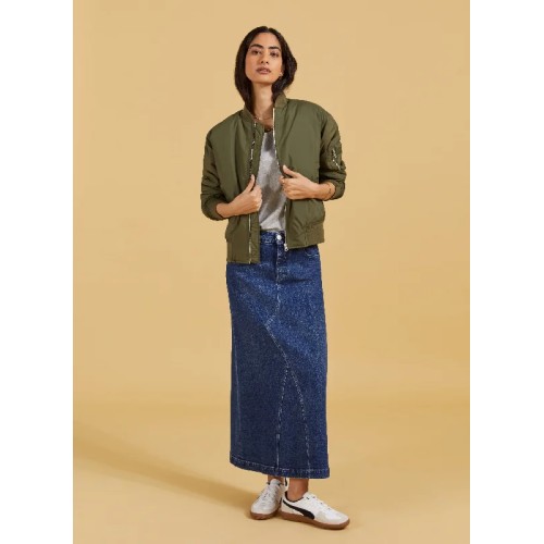 Nia Organic Stretch Denim Long Skirt