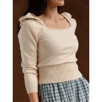 Square Neck Sweater - Taupe