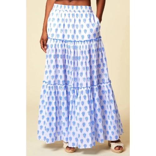 Bea Organic Cotton Skirt | Pineapple White/Blue