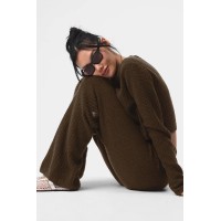 Cashmere High-Waist Plush Waffle Pant - Espresso