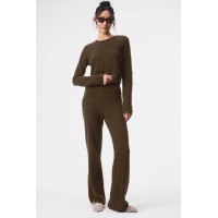 Cashmere High-Waist Plush Waffle Pant - Espresso