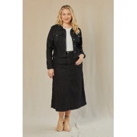 Adrift Denim A-Line Skirt in Black