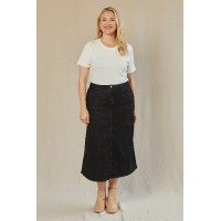 Adrift Denim A-Line Skirt in Black