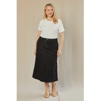 Adrift Denim A-Line Skirt in Black