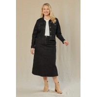 Adrift Denim A-Line Skirt in Black