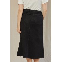 Adrift Denim A-Line Skirt in Black