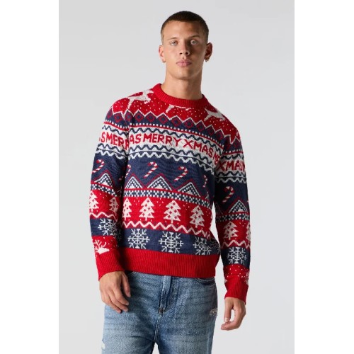 Merry Xmas Fairisle Jacquard Knit Christmas Sweater