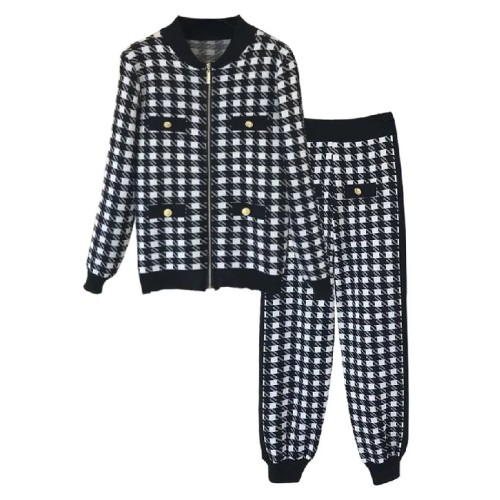 Garda Black and White Houndstooth Jacket and Pants Set