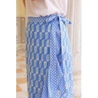 April Cotton Wrap Skirt | Rose Paisley Blue