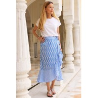 April Cotton Wrap Skirt | Rose Paisley Blue