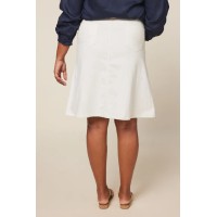 Adrift Denim Short A-Line Skirt in White