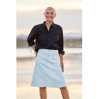 Adrift Denim Short A-Line Skirt in White