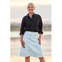 Adrift Denim Short A-Line Skirt in White