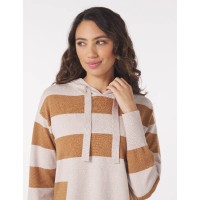 Elite Hoodie: Oatmilk/Almond Rugby Stripe