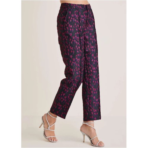 Straight Leg Jacquard Pants - Blue Multi