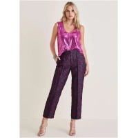 Straight Leg Jacquard Pants - Blue Multi