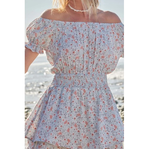 Glowing Up Floral Off Shoulder Skort Romper