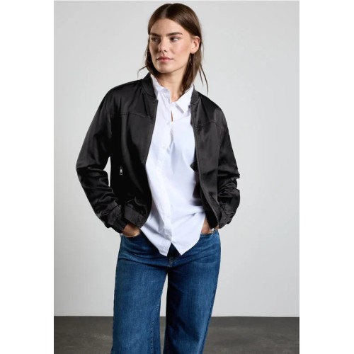 Street One Black Satin Bomber Jacket 212259