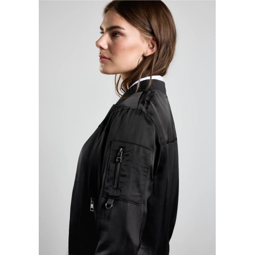 Street One Black Satin Bomber Jacket 212259