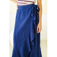 April Linen Wrap Skirt | Navy