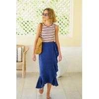 April Linen Wrap Skirt | Navy