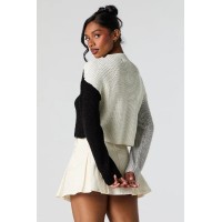 Colourblock Ribbed Knit Crewneck Sweater