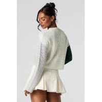 Colourblock Ribbed Knit Crewneck Sweater