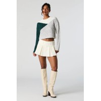 Colourblock Ribbed Knit Crewneck Sweater