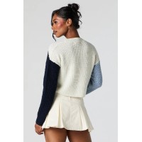 Colourblock Ribbed Knit Crewneck Sweater