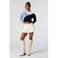 Colourblock Ribbed Knit Crewneck Sweater