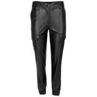 Faux Leather Cargo Pants  - Black