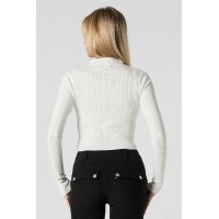 Ribbed Knit Zip-Up Cropped Sweater