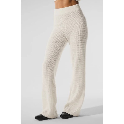 Cashmere High-Waist Plush Waffle Pant - Ivory