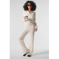 Cashmere High-Waist Plush Waffle Pant - Ivory