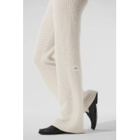 Cashmere High-Waist Plush Waffle Pant - Ivory