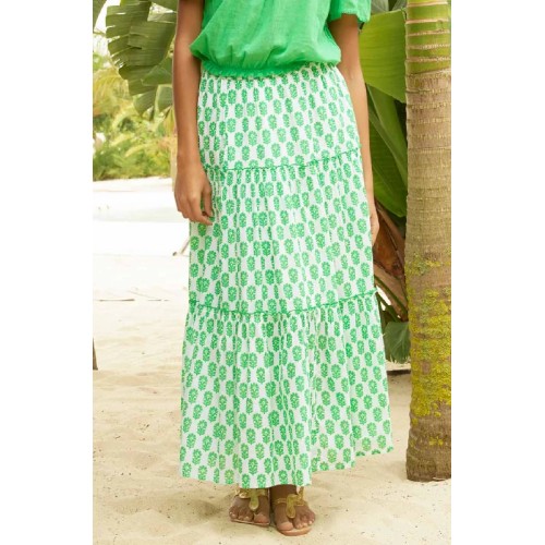 Bea Organic Cotton Skirt | White/Green