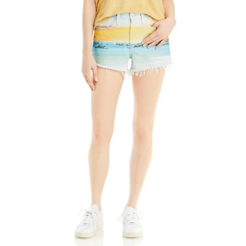 [BLANKNYC] Womens Printed Raw Hem Cutoff Shorts