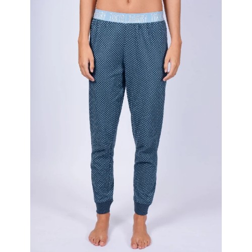 Claire Polka Dot Print Cotton Lounge Pants in Placid Blue - Tokyo Laundry