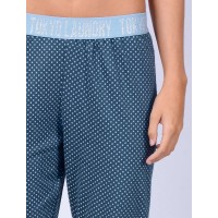 Claire Polka Dot Print Cotton Lounge Pants in Placid Blue - Tokyo Laundry