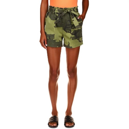 Sanctuary Womens Camouflage Belted High-Waist Shorts