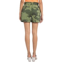 Sanctuary Womens Camouflage Belted High-Waist Shorts