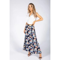 Tropical Flower Print Skirt