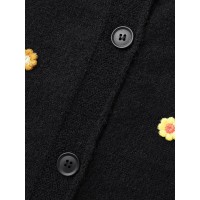 Stereo Flower Design Button Through Cardigan