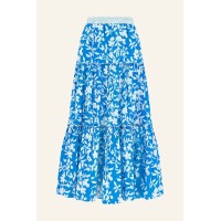 Becks Block Print Skirt | Japanese Flower Cobalt